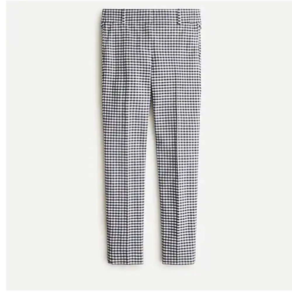 Cameron bi-stretch cotton pants in navy gingham womens 8